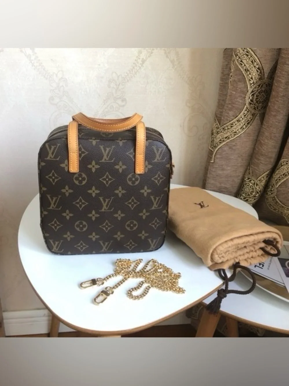 Louis Vuitton Spontini  Monogram Handbag Shoulder Bag 2Way Brown